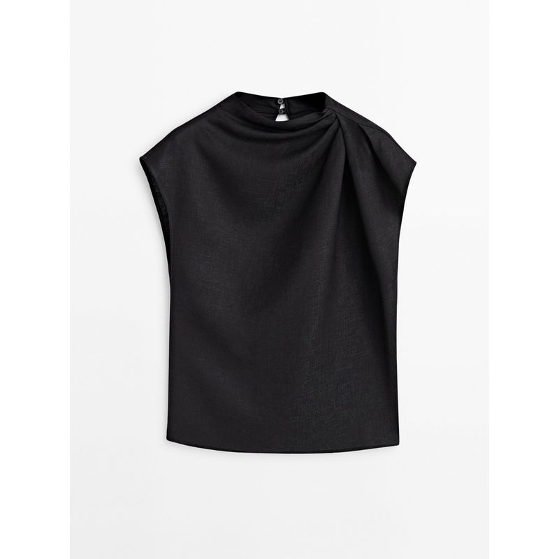 Za2024 Summer New Product Women's Clothes Shoulder Draped Design Flounced Sleeve Elegant Tops Shirt 05122530 800