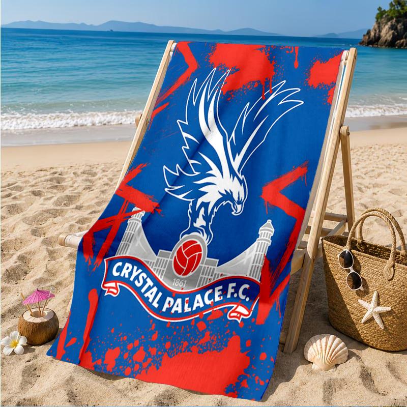 Kristall Fc Wappen Aufgedrucktes Mikrofaser Strandtuch, Weich Und Saugfähig, Schnelltrocknend, Ideal für Sommerreisen, Strand-Essentials, Schwimmbad