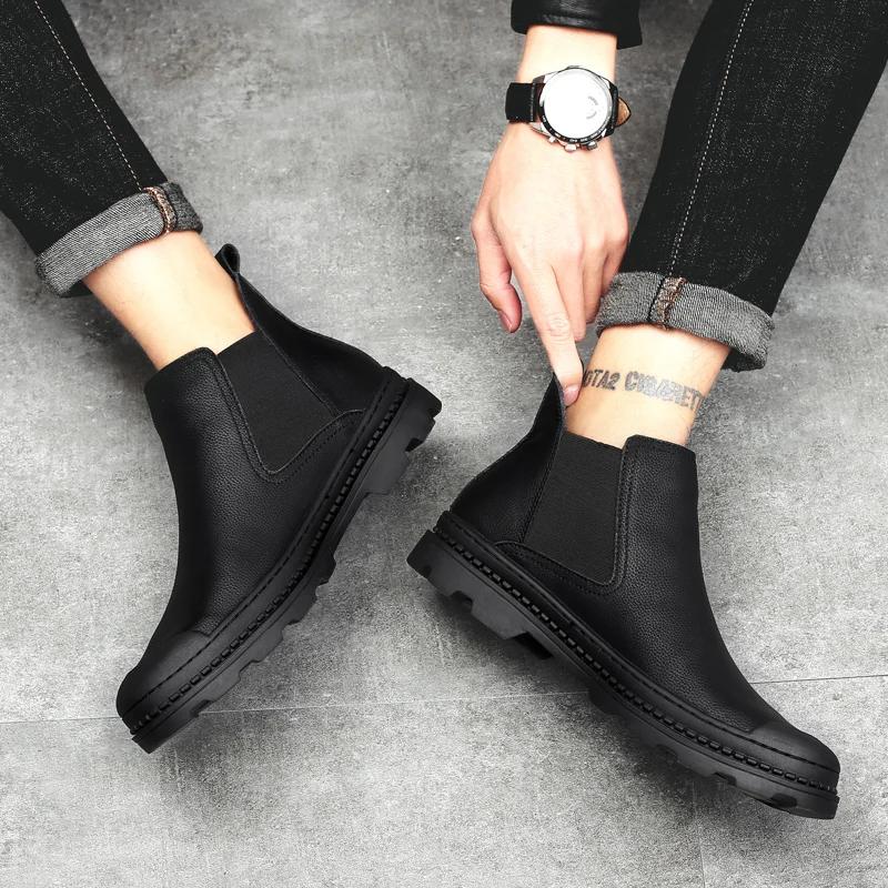 Módní Chelsea boty Pánské boty 2024 Nová móda Pánské kotníkové boty Luxusní zimní boty Pánské plyšové teplé boty pánské Boty Botas De Hombre
