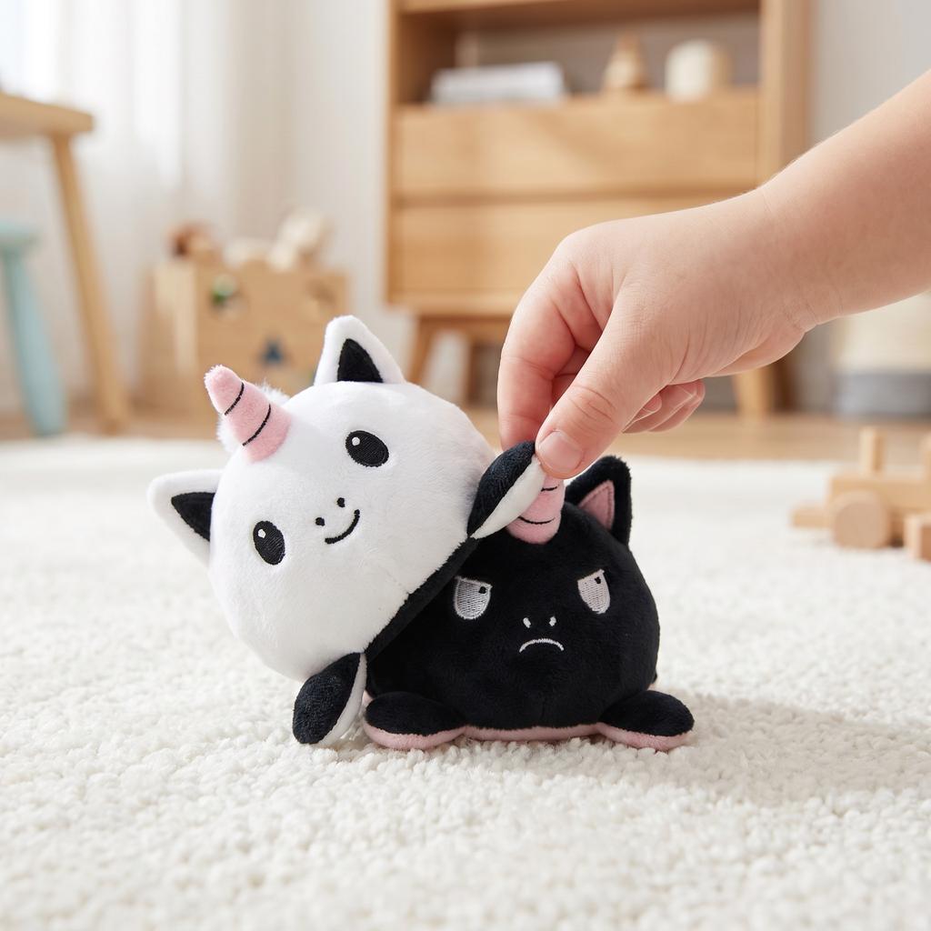 Double Sided Flip Plush Toy With Embroidery Details Cute Soft Stuffed Doll Collectible Gift For Kids Teens Adults