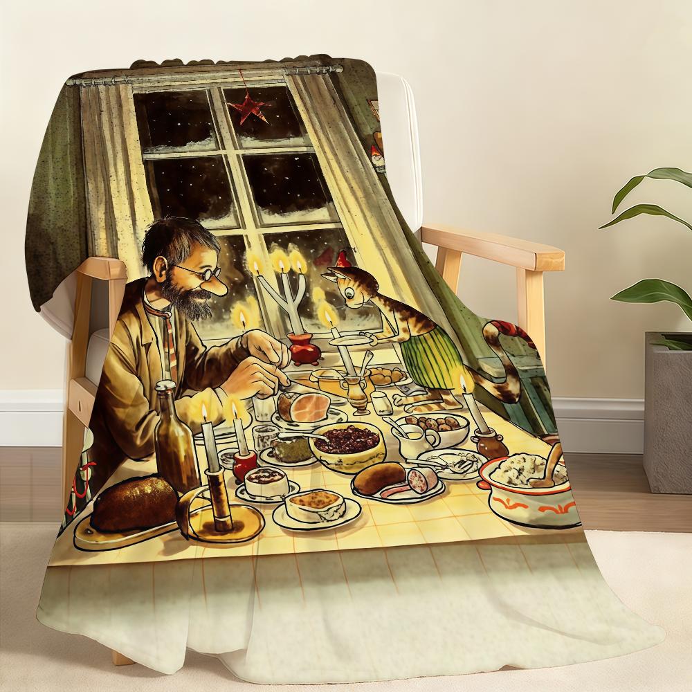 

Pettson and Findus Blanket For Soft Throw Blanket for Picnic Bed Sofa Home Bedroom Cozy Warm Comfortable 150x180cm