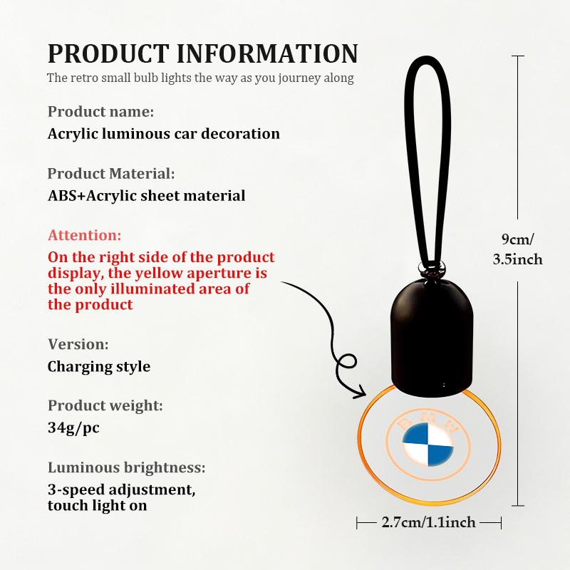 LLIT4 Luminous Acrylic Pendant Car Decor Rear View Mirror Accessories For BMW M 1 3 4 5 6 7 Series X1 X3 X4 X5 G20 G38 F48 E36 E39