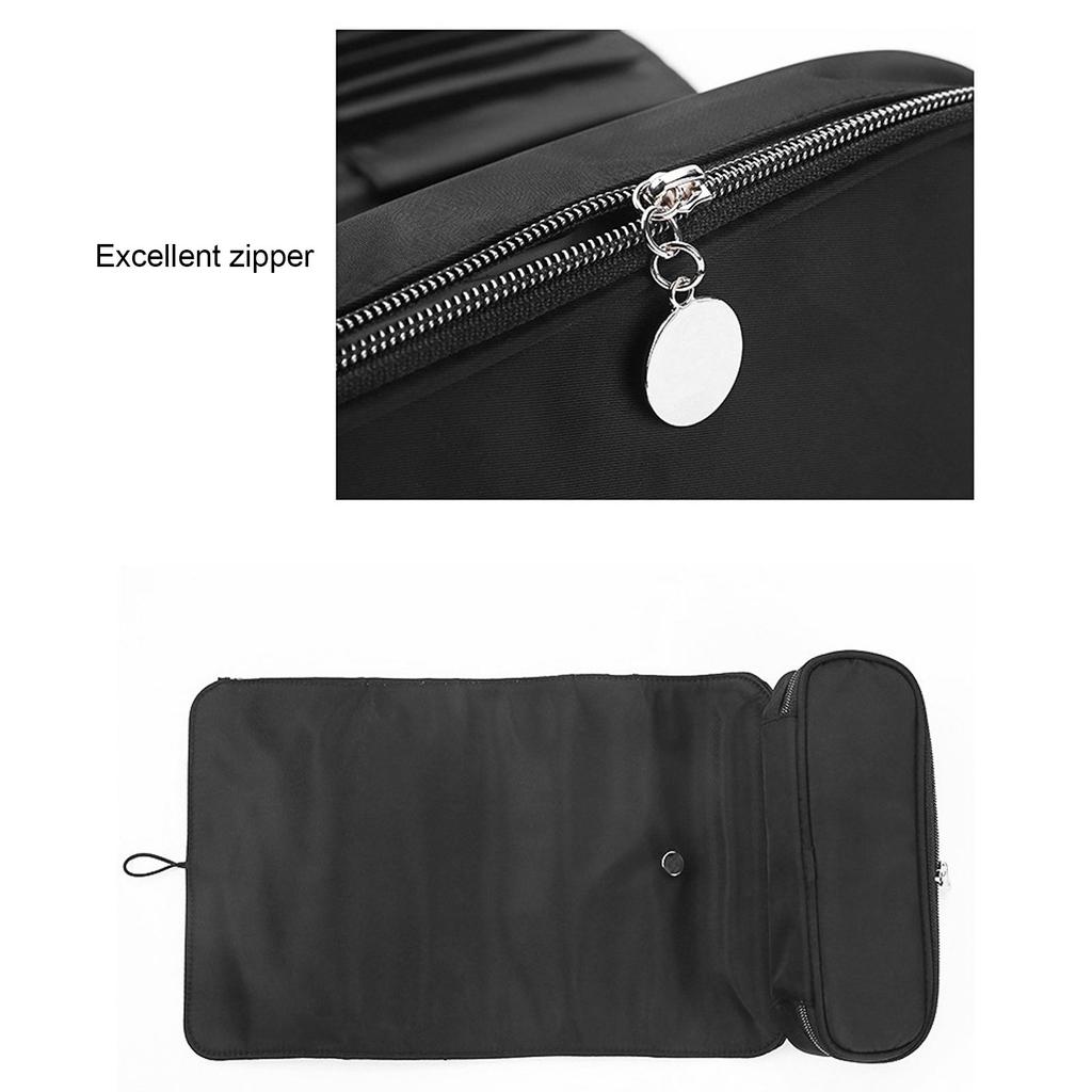 Makeup Brush Travel Case 12 Slots Multifunctional Waterproof Foldable Travel Cosmetic Brush Case Black