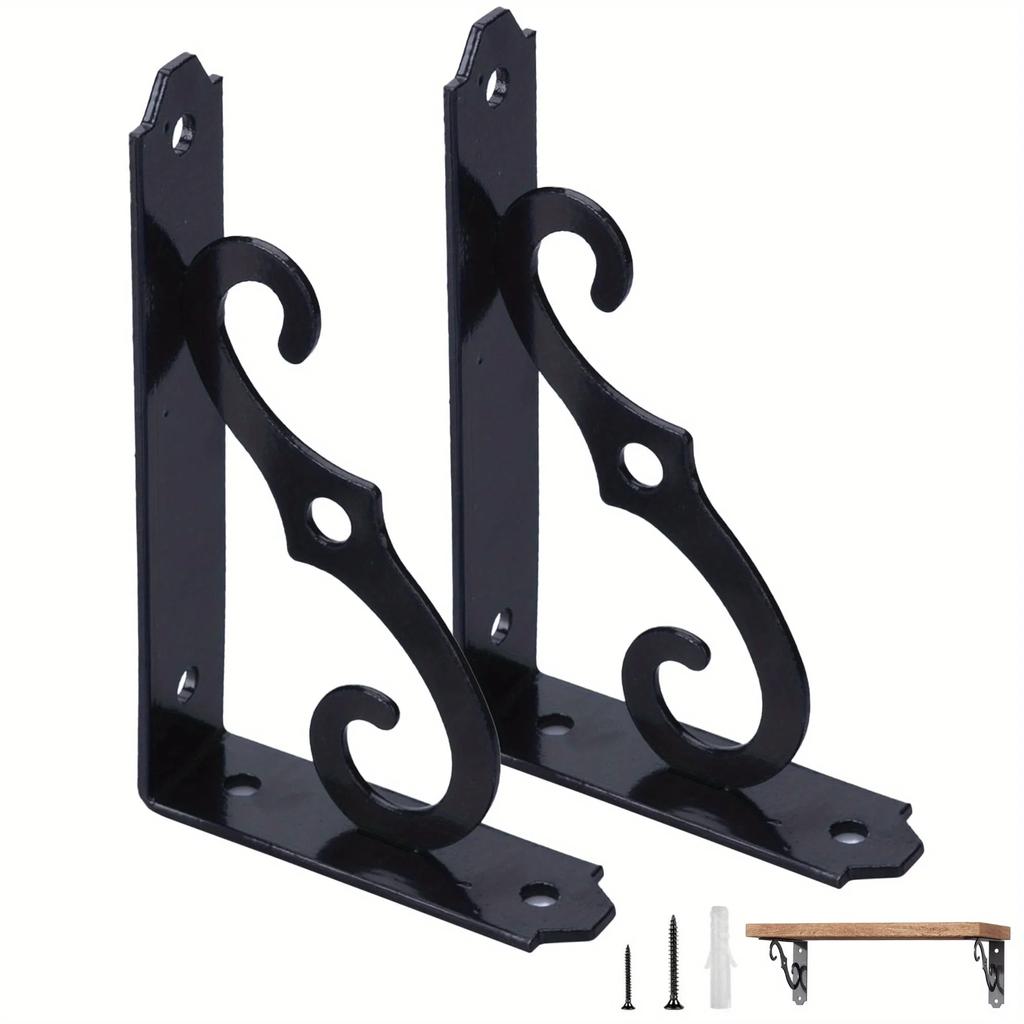 2 PCS Decorative 5 Inch Wall Mount Floating Shelf Bracket for Wall Storage Rack Wall Mounted Partition Load Bearing Support Brac