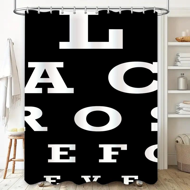 Black/White Color Blindness Shower Curtain Eye Chart Design For Bathroom Decor Universal Fit, Durable Water-Resistant Fabric Cov