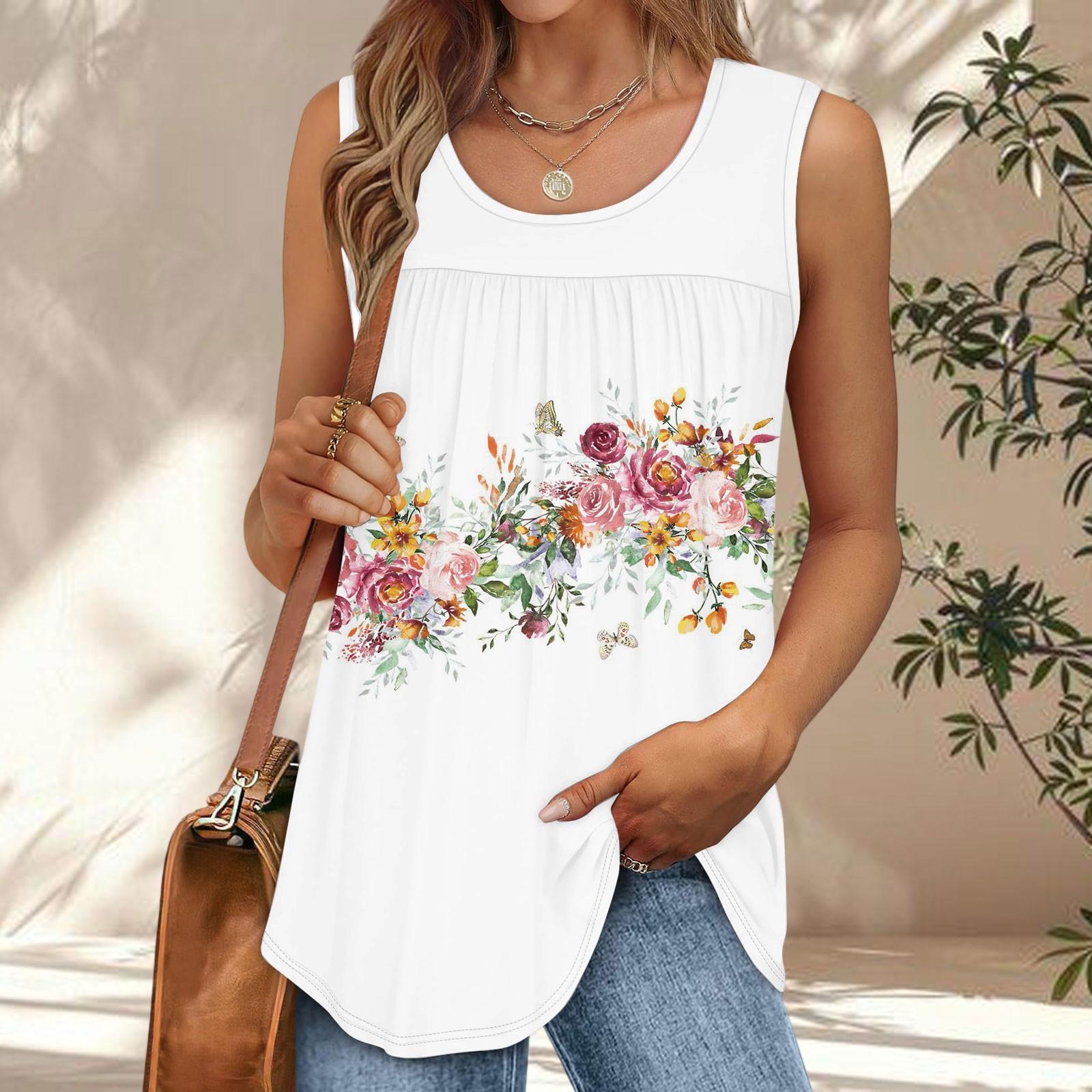 

Womens Casual O Neck Loose Solid Color Sleeveless Top T-shirt Summer Tank Tops For Women Tank Camisole Sleeveless Basic Solid Tops XL білий