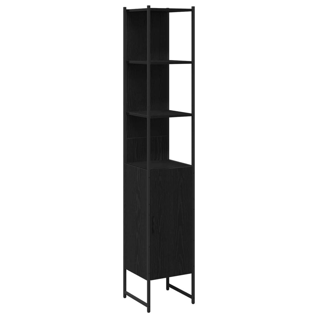 Bathroom Furniture Set with Shelf 4 pcs Black Wood based Material