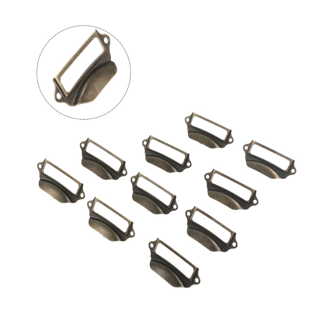 Home Trekgreep Label Kast Frame Retro Schroeven Tag 10 stuks 70 30 mm Brons Kaart Kast Lade Bestandhouder IJzer