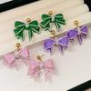 Ear Jewelry Sweet Stud Earrings Zircon Bowknot Dangle Earrings Crystal Bow Earrings  Wedding