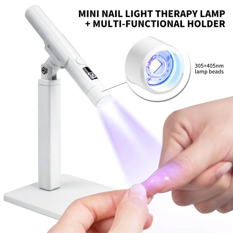 360° Rotating Handheld Nail Phototherapy Lamp with Straight Lamp Bracket  Multifunctional Bracket Nail Plate Baking Lamp