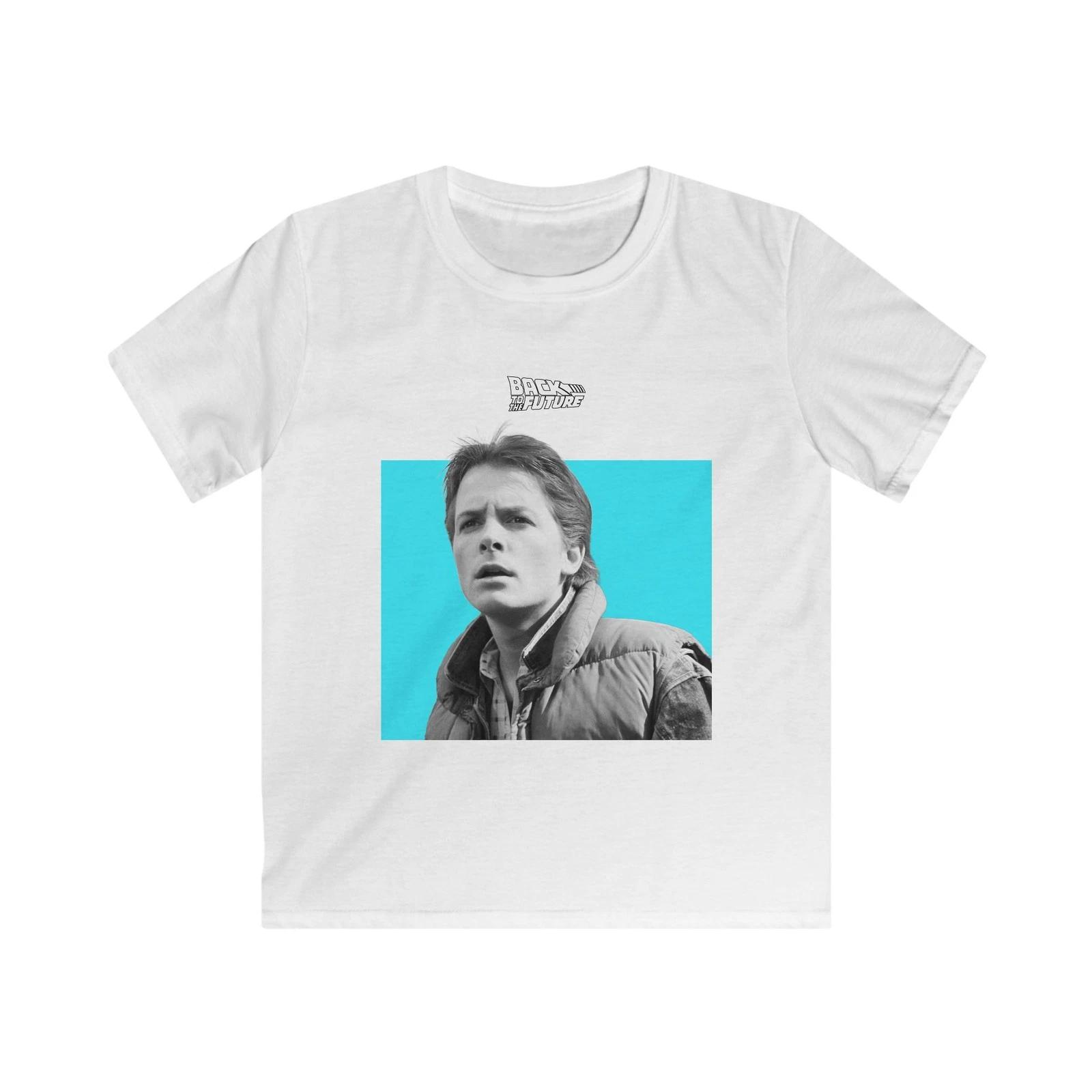 Kids Back to the Future Marty McFly Monochrome T-shirt Retro Movie Tee 4XL