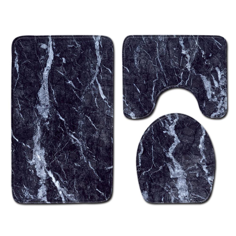 Marble Print Bathroom 3piece Set Nonslip Absorbent Bathroom Floor Mat Carpet Absorbent Shower Mat and Ushaped Carpet