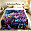 Coperta Personalizzata Tema Monster Truck Nome e Testo Personalizzati Morbida Calda Coperta da Divano Decorazione per la Casa