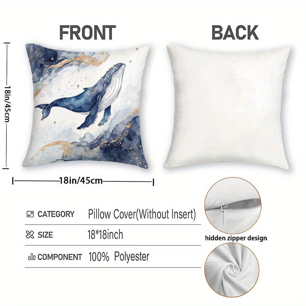 Blue Ocean Themed Pillowcases: Whale, Jellyfish, Stripes & Sunshine Design Sofa Cushion Cover Home Room Decoration