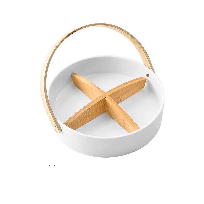 Nordic Ceramic Divided Snack Plate with Lid