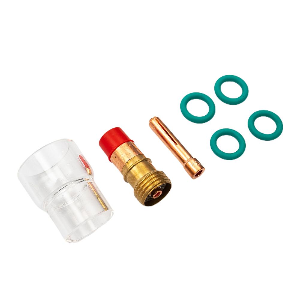 7PCS TIG Welding Torch Kit with For Stubby Gas Lens and #12 Glass Cup for WP-17 WP-18 WP-26 Air-Cooled Torch Systems