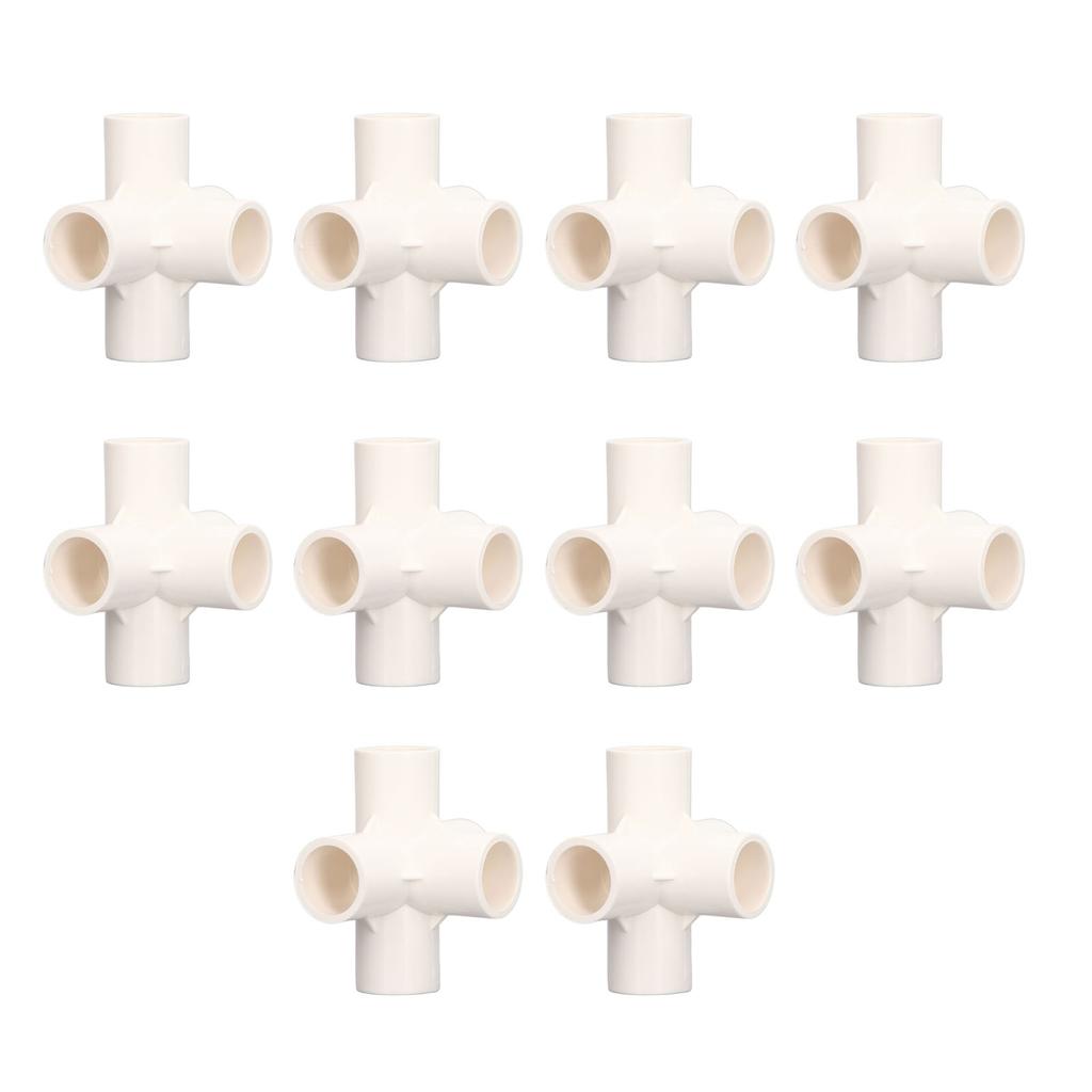 10 Pcs PVC Pipe Fitting 20mm 5 Way Right Angle 3 Dimensional Elbow Pipe Connector for Furniture