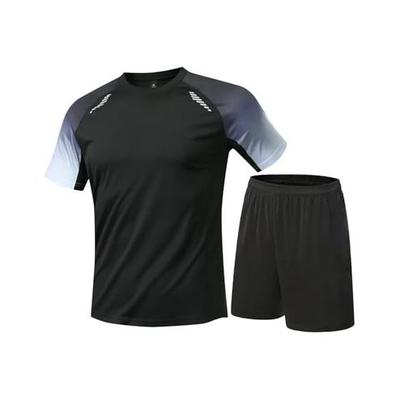 [ANONIE] Men's Sportswear, Top and Bottom Set, Short Sleeve, Running Wear, Training Setup, Men's Summer Clothing, Jersey, Breathable, Quick Drying,