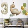Matte Dinosaur Balloons Caramel Colored Milk White Number Balloon Set Aluminum Foil Photo Prop Baby Shower Balloons
