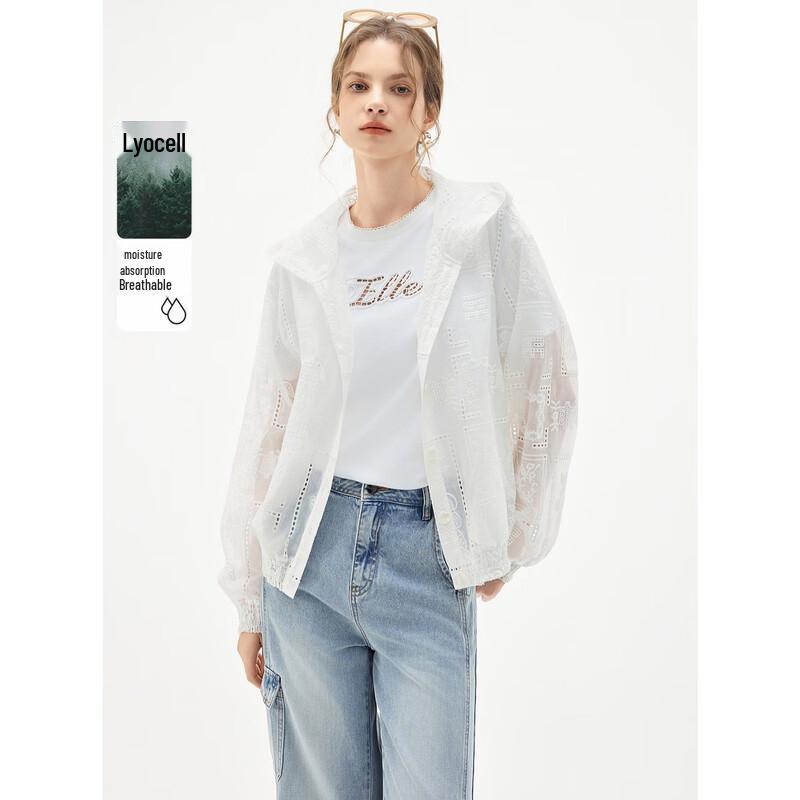 

ELLE Women s Hooded Embroidered Tencel Blend Shirt L