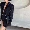 Dámská jarní podzimní černá Heavy Industry Diamantově potažená obleková bunda Dámská luxusní design Sense Minority Street Blazer