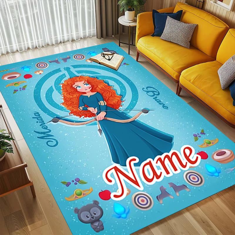 Personalized Name Princess Fantasy Living Room Non-Slip Area Rug Soft Carpet for Bedroom Kids Playroom Sofa,Office Home Decor Doormat