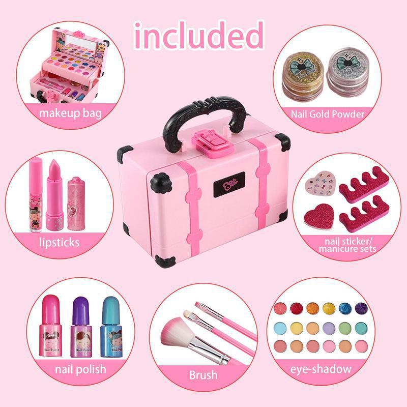 Children Makeup Cosmetics Pretend Playing Box Princess Make Up Girl Toy Play Set Lipstick Eye Shadow Safety Nontoxic Kit Toy Kid