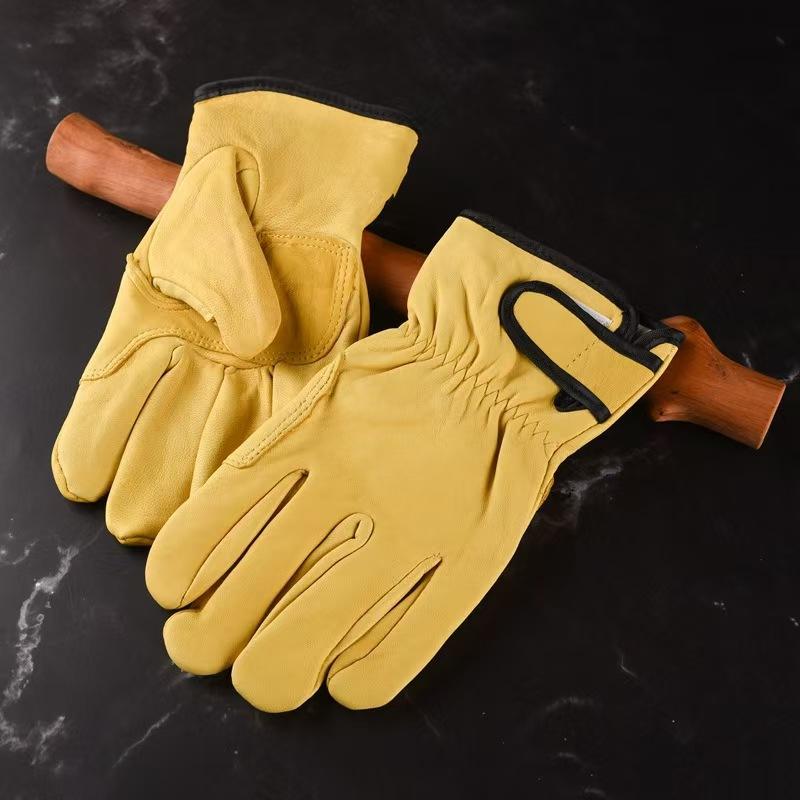 Short Electric Welding Gloves Palms  Tiger Mouth  Thickened Wear Resistant Welding  Pig Skin  Heat Insulation  Worker Protection Work  Labor Insurance