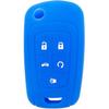Silicone Protector Key Fob Cover Case fit for Chevrolet Chevy Camaro Cruze Malibu Equinox Sonic Impala Keyless Entry Key Fob (Black+Blue)