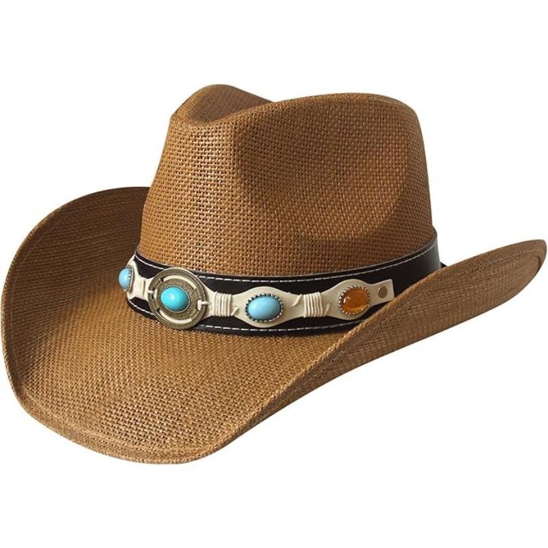 

JYL TS DIY Straw Cowboy Hat Unisex Beach Sun Protection Western Hat Straw 1222Mao11025 темний колір печінки
