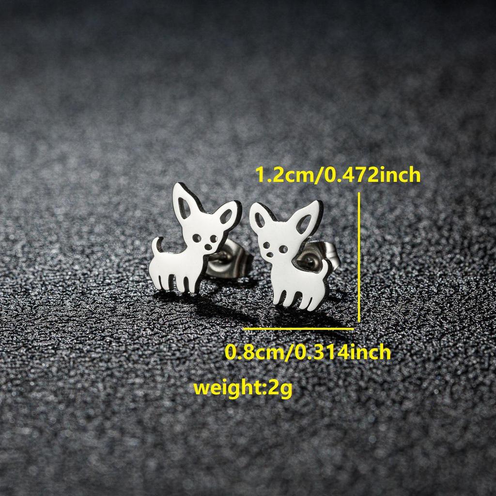 Niszowe Kolczyki Sztyfty ze Stali Nierdzewnej dla Kobiet – Design Żurawia Origami i Renifera, Kolekcja Mody 2025