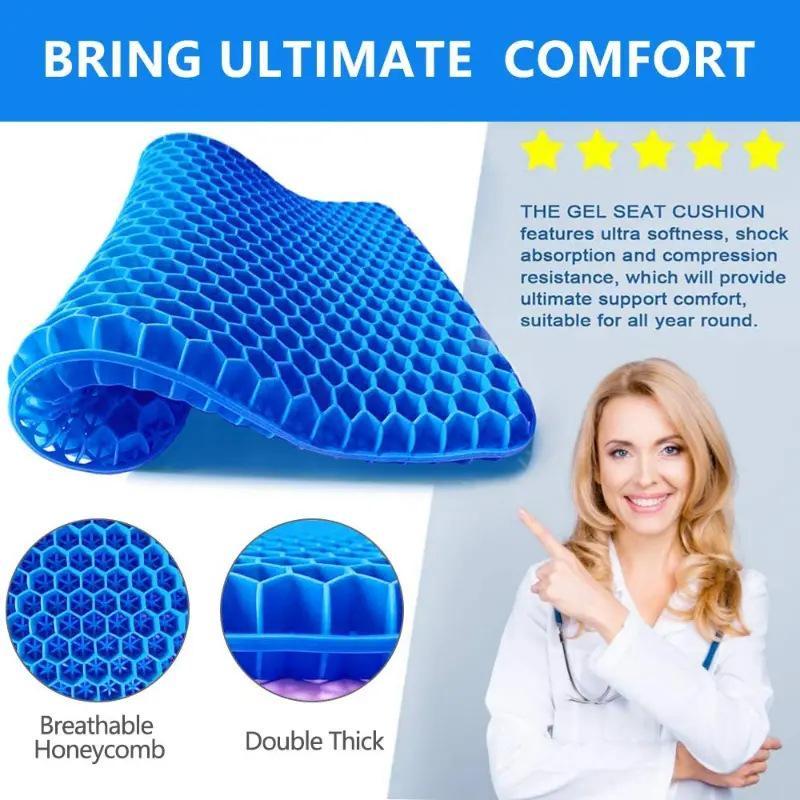 Gel Seat Cushion Honeycomb Breathable Automotive Summer Decompression Pad for Back Tailbone Pain Home Office Wheelchair