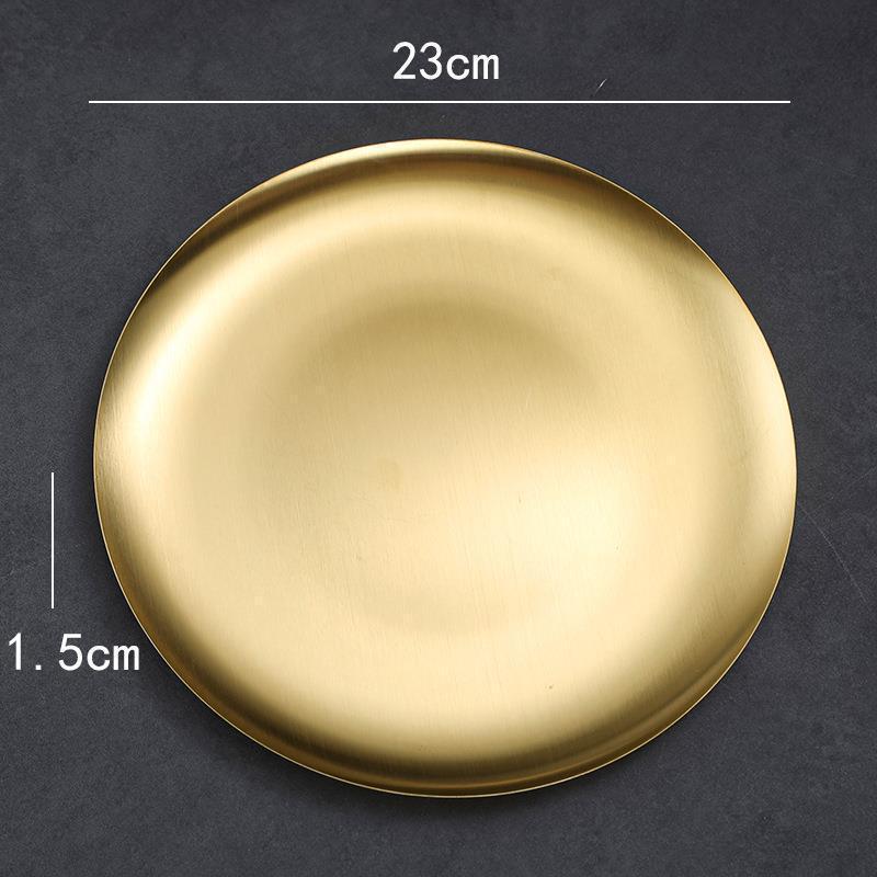 Korean Stainless Steel BBQ Gold Cutlery Round Plate