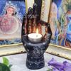 Resin Yin and Yang Palm Candle Holder and Incense Burner Statue Ornament Halloween Palm Insertion Candle Statue