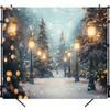 1 Piece of Winter Wonderland Forest Background Cloth - Snow Christmas Pine Tree and Halo Scene