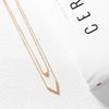 Ladies Necklace Innovative Double Pendant Long Chain Hollow Triangle V-shaped Stainless Steel Necklace