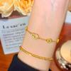 Gold-Finish Diamond Gourd Coin Bracelet: Elegant Luxury Design for Women - Perfect Gift