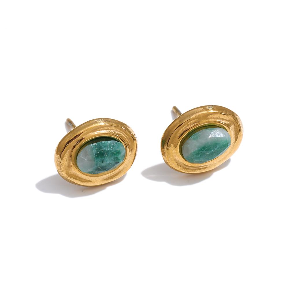 Yhpup 2026 Stainless Steel France Stud Earrings Natural Stone Agate Tiger Dainty Fashion Gift Jewelry Recommend