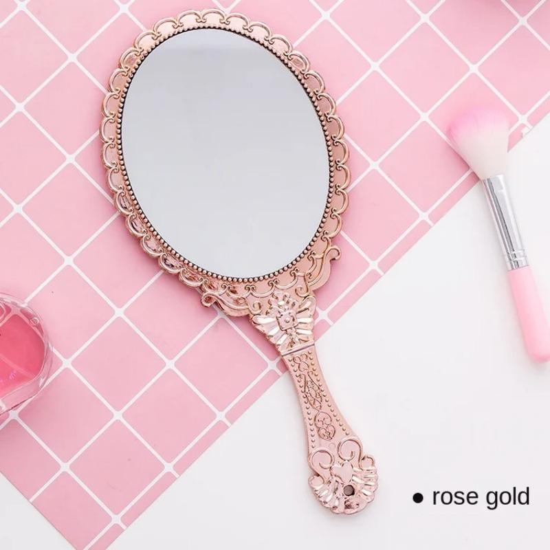 Handheld Vanity Mirror Vintage Carved Makeup Mirror Hand Mirror Pocket Mirror Makeup Vanity Cosmetic Compact Mirror for Women