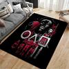 "Black Carpet with Red Abstract Design and Game Character Print" Suitable for Use As an Anti-slip for Living Room Bedroom Sofas