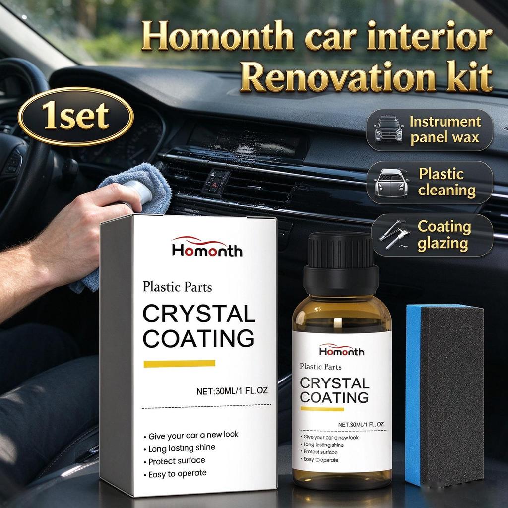 Homonth car interior refurbishment kit, instrument panel, wax, plastic cleaning, coating, glazing, daily maintenance 1set