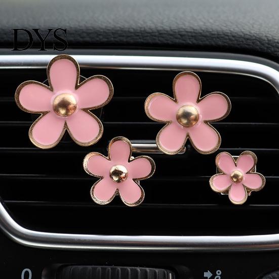 Car Aromatherapy Clip 4Pcs Flower Air Freshener Vent Mount Long Lasting Fragrance Alloy Outlet Odor Removal Type Automotive Diffuser Accessories