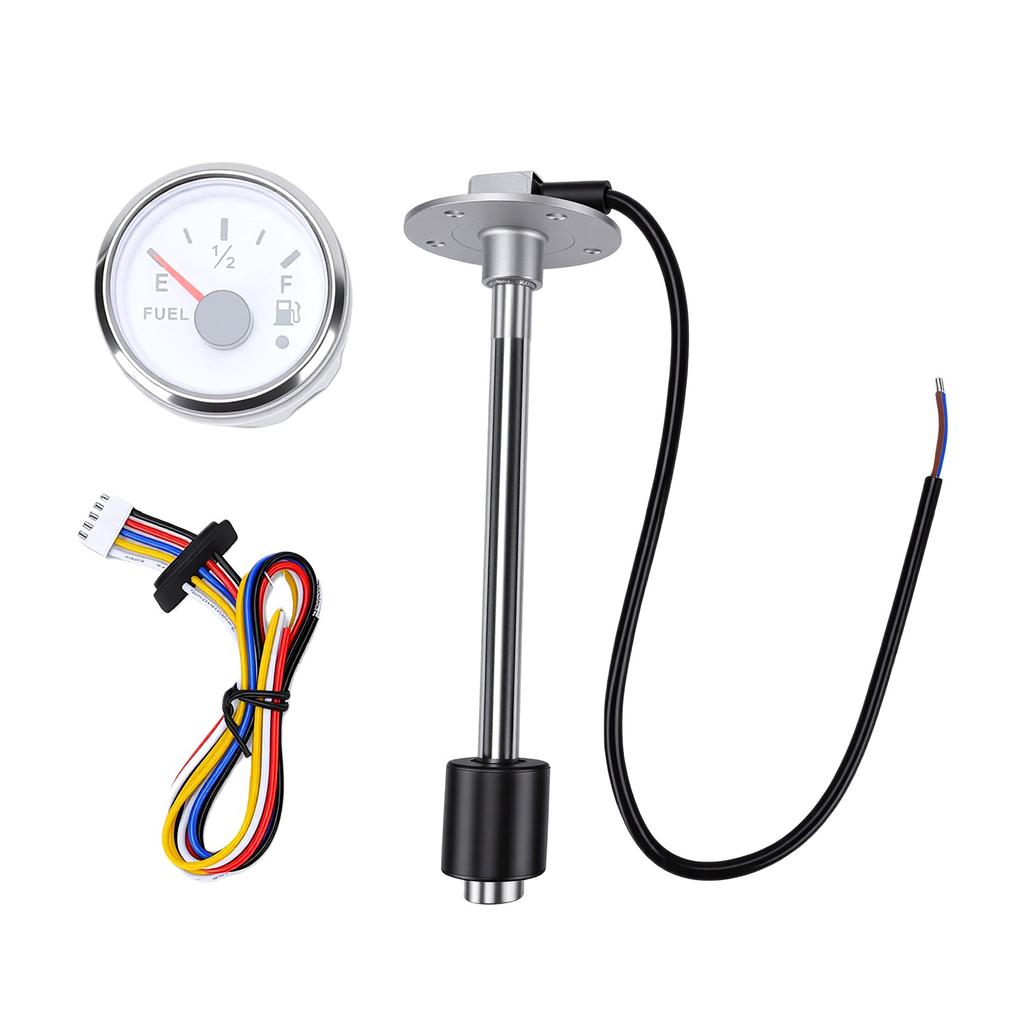 High Resolution Fuel Level Sending Unit and Gauge Kit 8in Stainless Steel Fuel Water Level Sensor for Boat Truck RV Car