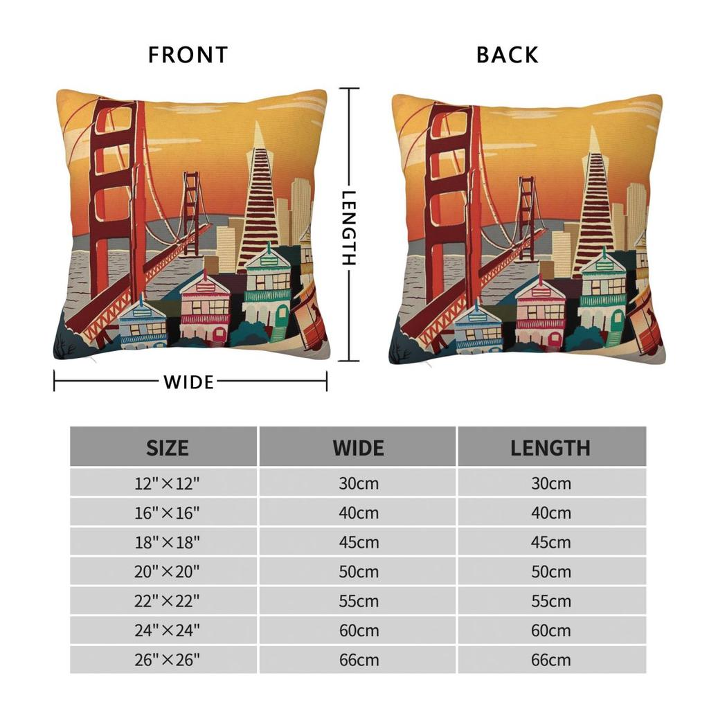 San Francisco Golden Gate Bridge quadratischer Kissenbezug Polyester Leinen Samt Muster Reißverschluss Dekoration Sofakissenbezug Auto Kissenbezug