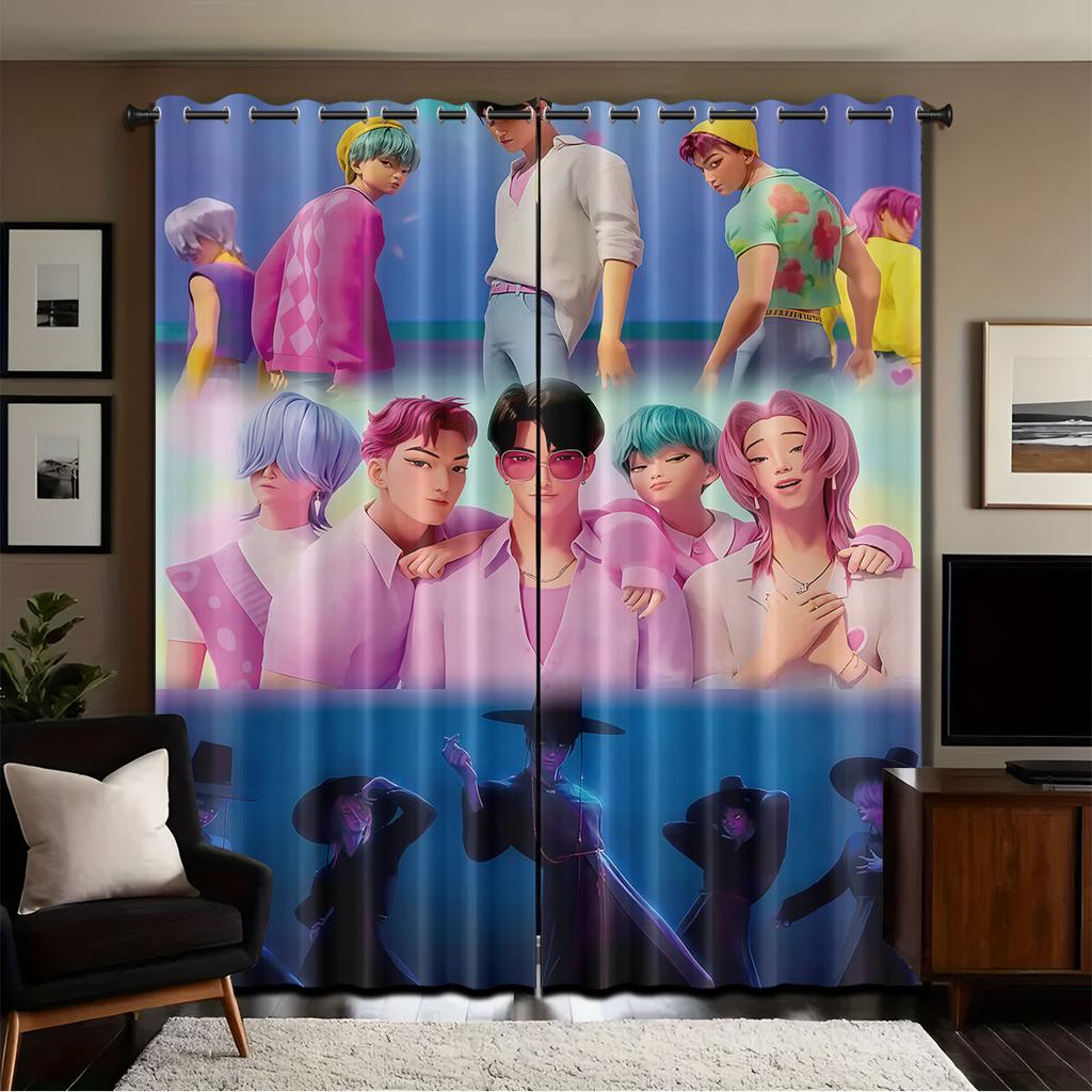 Pop Saja Boys Printed Curtains Insulation Multiple Sizes Living Room Decoration Darkening Set Of 2 Made Polyester Machine Washable Sitting Decor