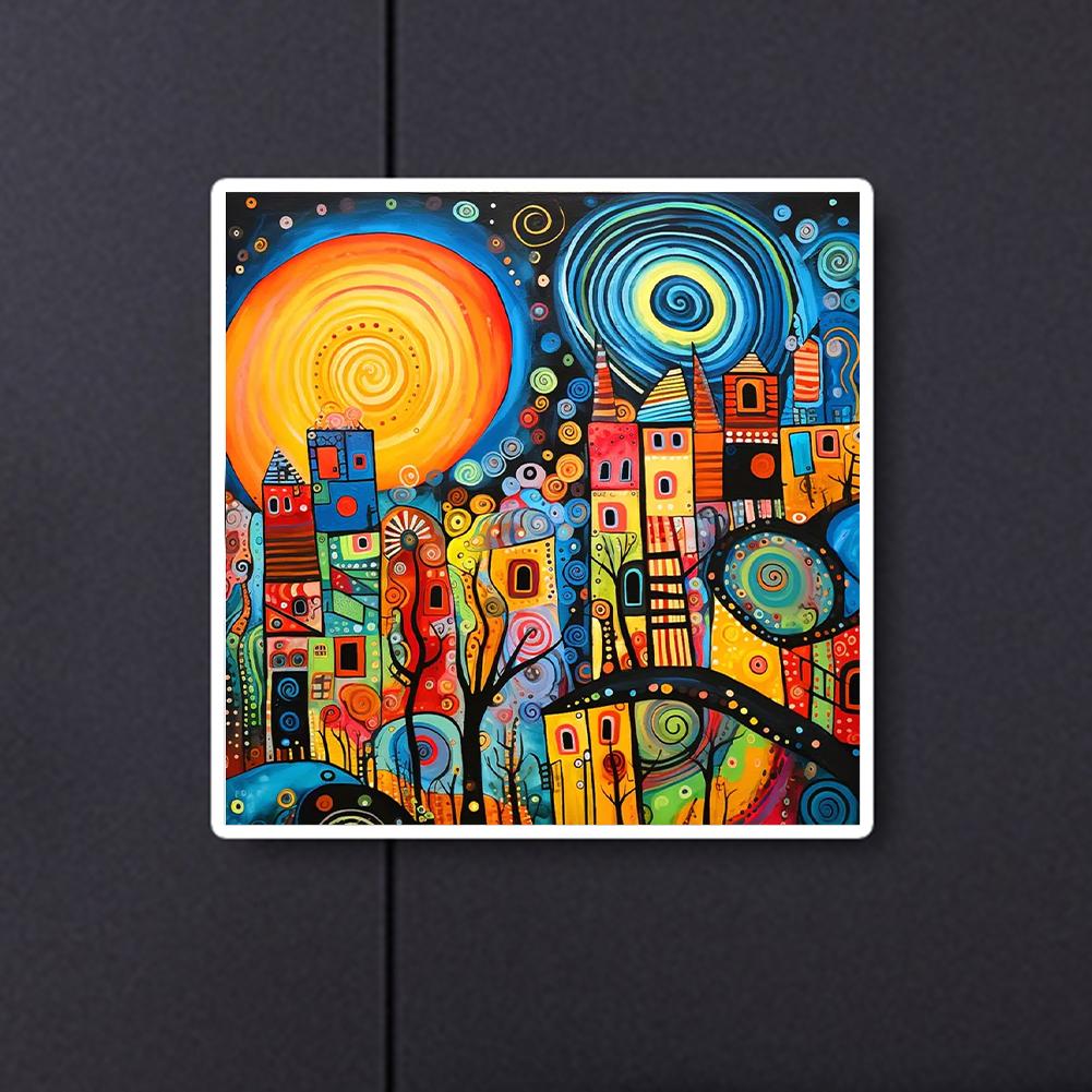5D DIY Full Round Drill Diamond Painting Colorful House Abstract Series Decor