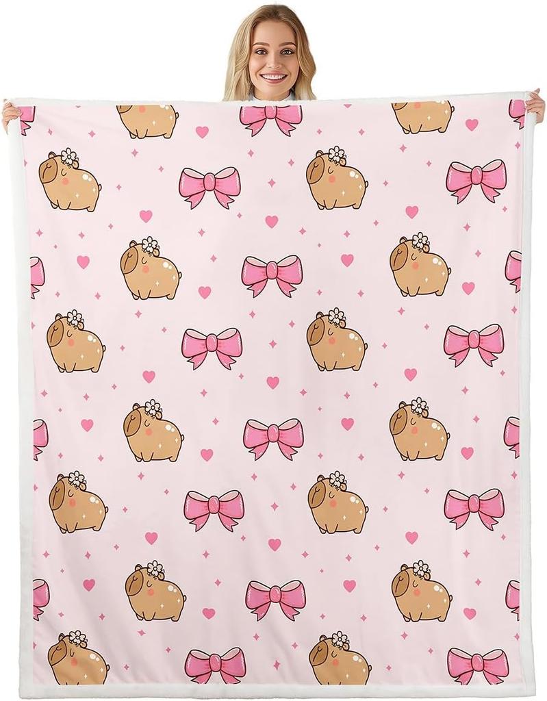 GUOYU Blanket Capybara Throw Blanket Queen Size Cute Animal Flannel Blanket Lovely Pet Capybara Bedroom Decor for Kids Boys Girls Children