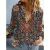 Women's Shirts Spring Autumn Fashion Casual Pattern Design Blouse Lapel Neck Blouse Female Long Sleeve Shirts Womens Clothing
