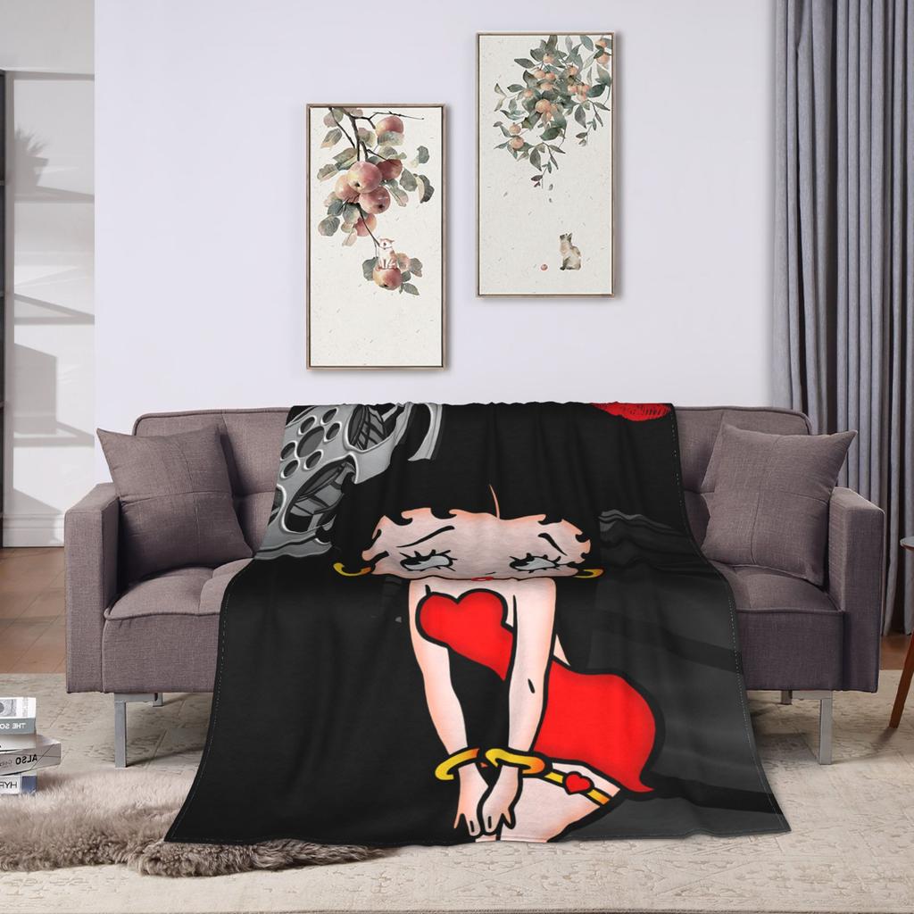 Warm Blanket Airplane Travel B-Bettys Boops Bedding Throws  Flannel Bedspread For Home Decor Graphic Sofa Bed Cover