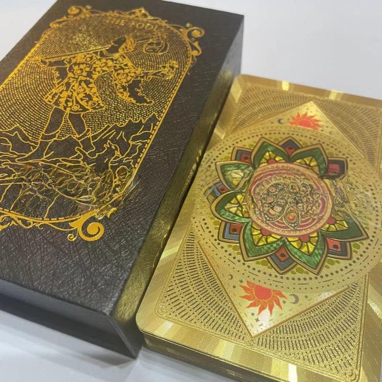 Gold Foil Waterproof Tarot Card Set with Full-Color Printing and Game Instructions